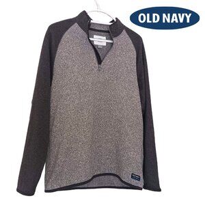 Old Navy Men's Quarter-Zip Gray Long Sleeve Sweater Fleece Size Medium
